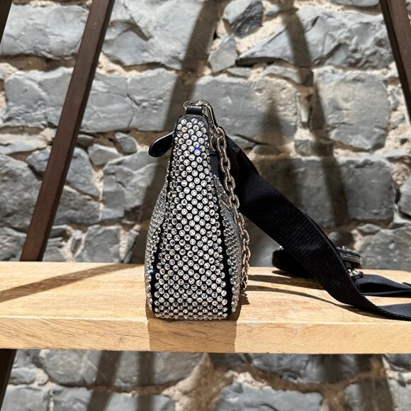 Prada Re-Edition 2005 Crystal Embellished Satin Shoulder Bag W/ Pouch - Picture 6 of 16